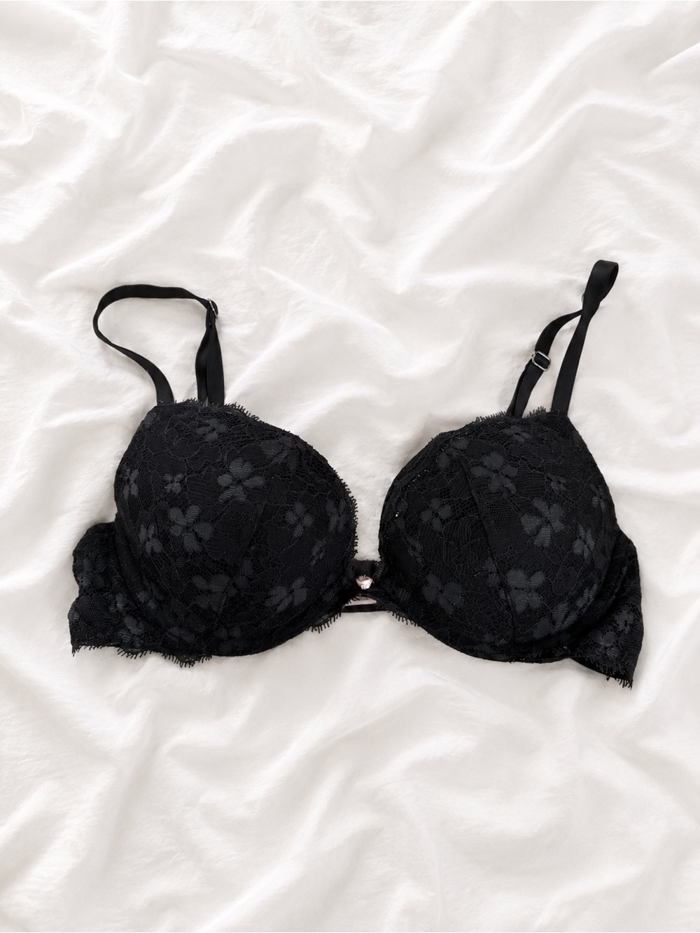 Victoria's Secret Black Floral Lace Underwire Bra
